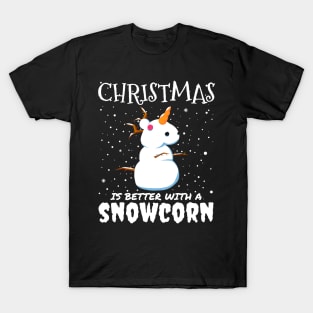 Christmas Is Better With A Snowcorn - Christmas snow unicorn gift T-Shirt